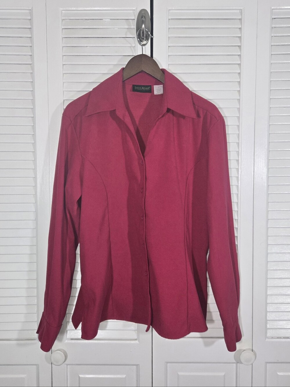 Harvey Benard Red Long Sleeve Button Down Structured Tailoring Shirt Sz XL